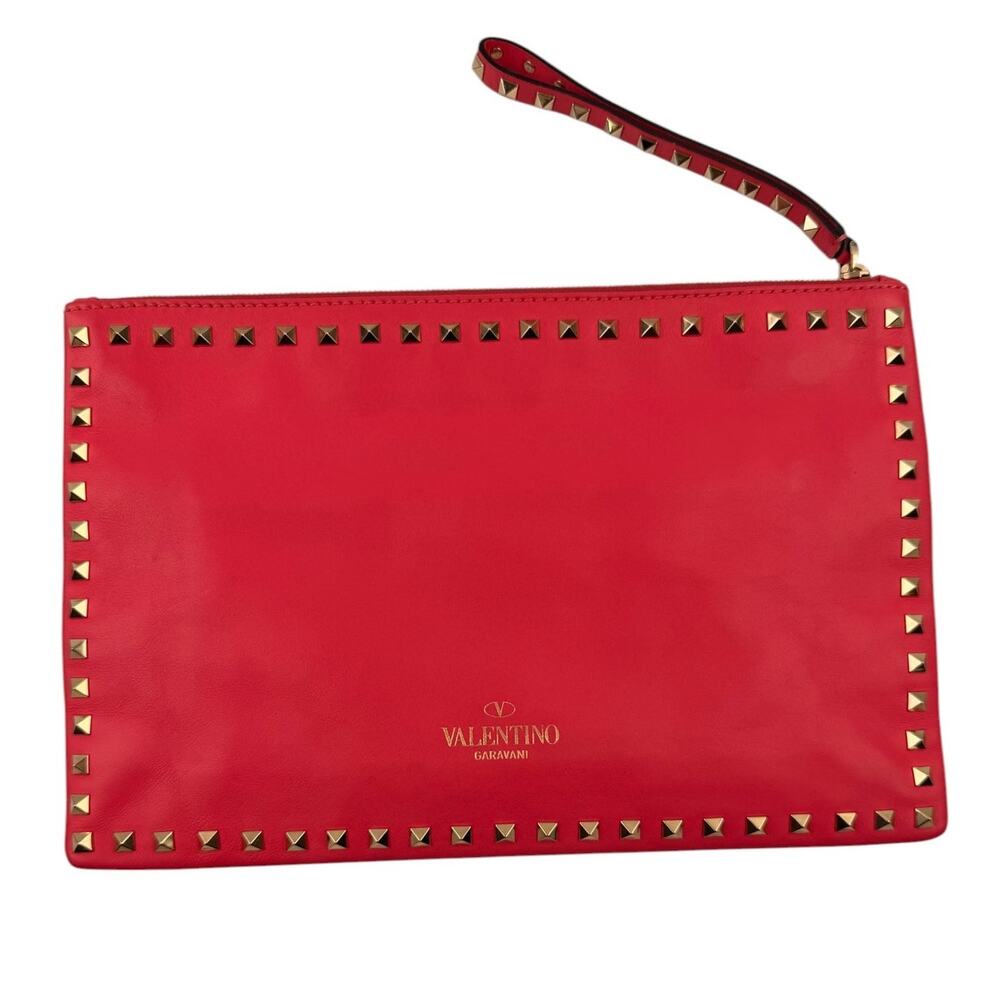 Valentino Nappa Leather Rockstud Large Clutch Bag